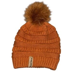 Bead Chica Burnt Orange Knit Pom-Pom Beanie